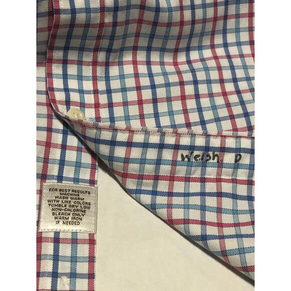 Peter Millar Nanoluxe Men Plaid Button Up Shirt Academia Preppy Blue Size Large - Picture 11 of 11